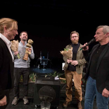 Simona Chalupová, předsedkyně Českého střediska UNIMA, Jakub Vašíček, režisér, Karel Czech, scénograf, Michal Drtina, člen předsednictva UNIMA (foto Irena Vodáková)