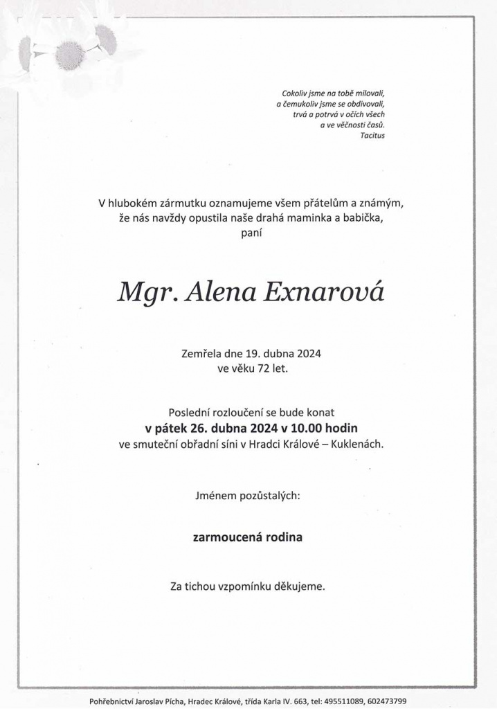 Alena Exnarová - parte