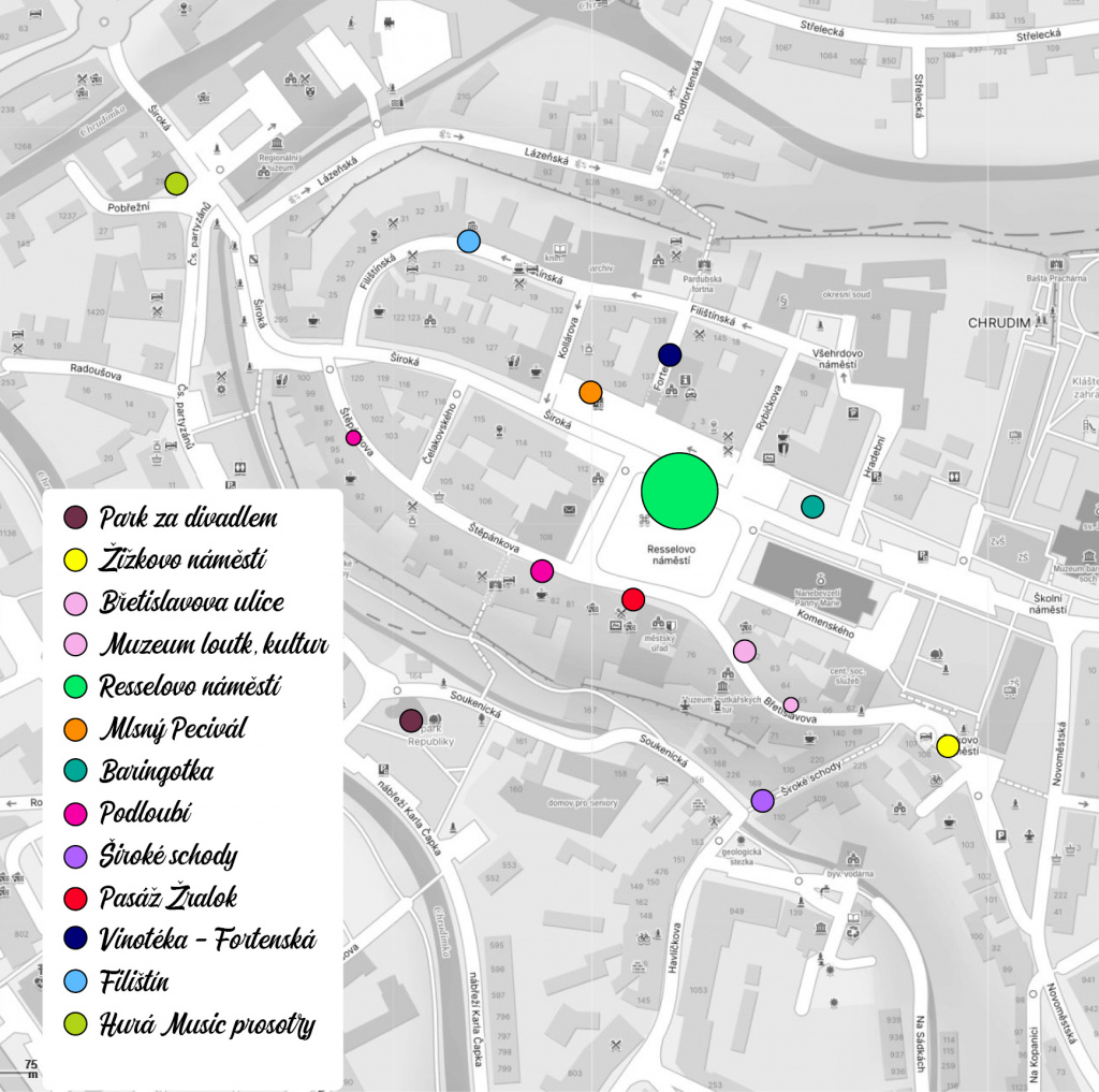 Pouliční festival Chrudim 2024 / mapa